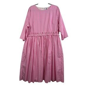 Dainty Jewels New Pink White Gingham Plaid Midi Dress Size XXL Kidscore Ruffle
